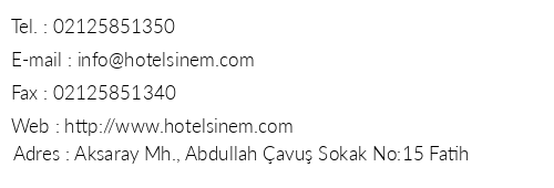 Fatih Sinem Hotel telefon numaralar, faks, e-mail, posta adresi ve iletiim bilgileri